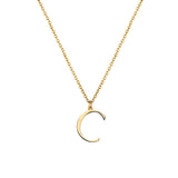 C Anne Initial on gold chain on white background