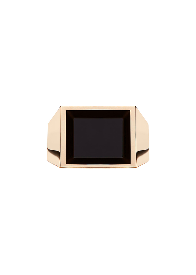 Eve Signet Ring lying flat on a white background