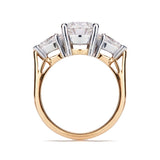 Profile view of Trilogy diamond ring with gallery detailing lying on a white background